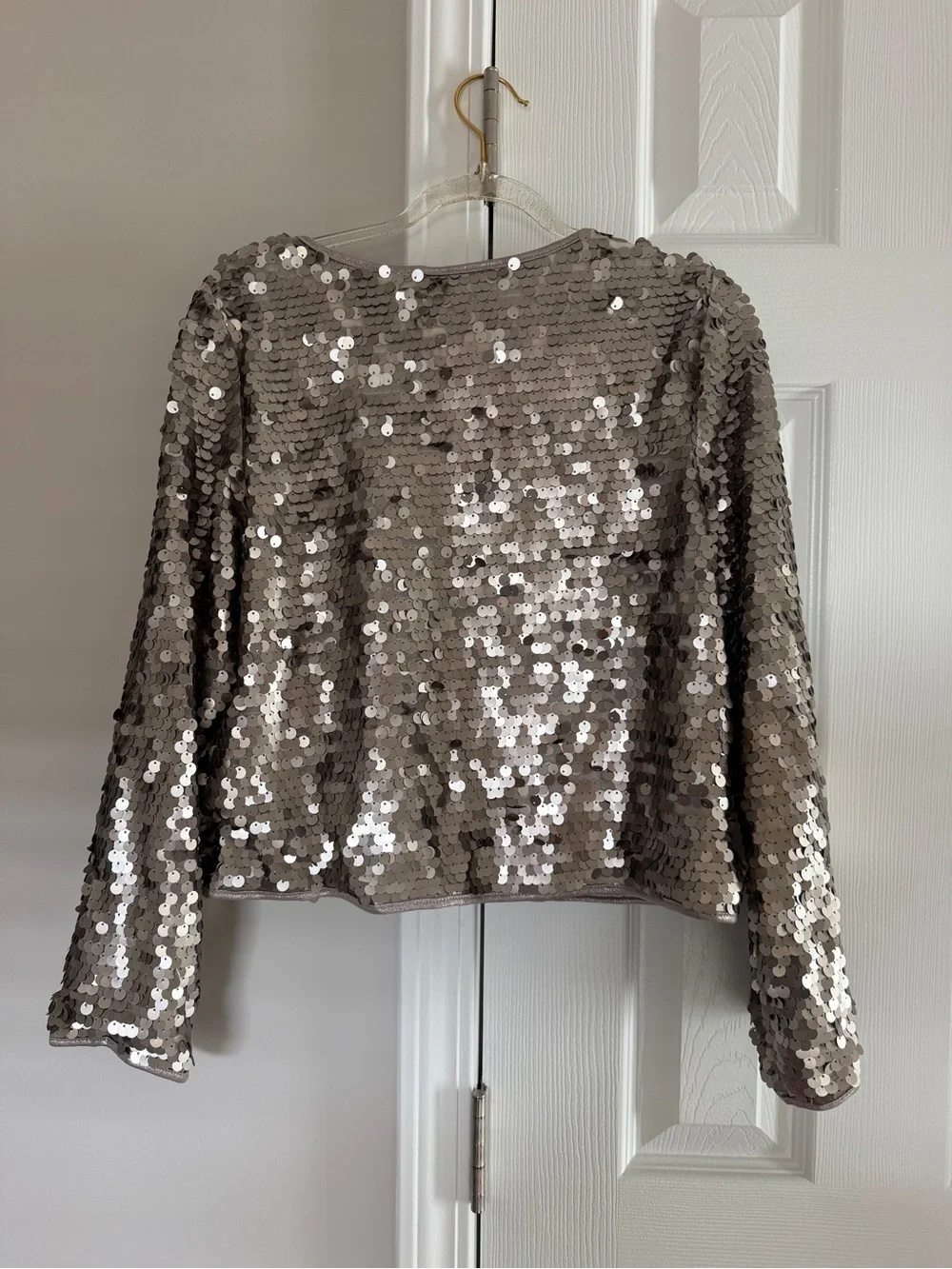 Sequin Open-Front Shrug - Taupe girls size 14 mia Joy Joyfolie